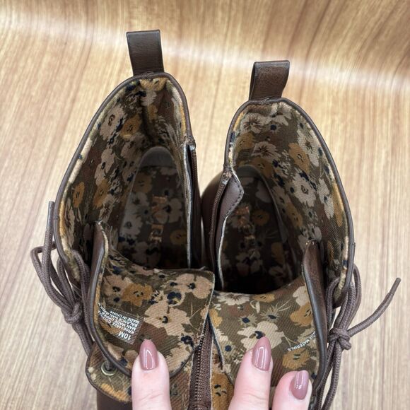 Korks Diana Faux Brown Leather Lace-up Buckle Platform Bootie Women’s 10 M - Picture 8 of 9